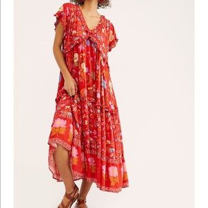 SPELL WILD BLOOM GOWN RED SIZE L
